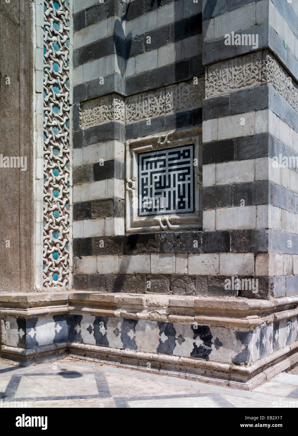 side of entrance portal, Complex of Sultan al-Mu'ayyad, Cairo, Egypt Stock Photo