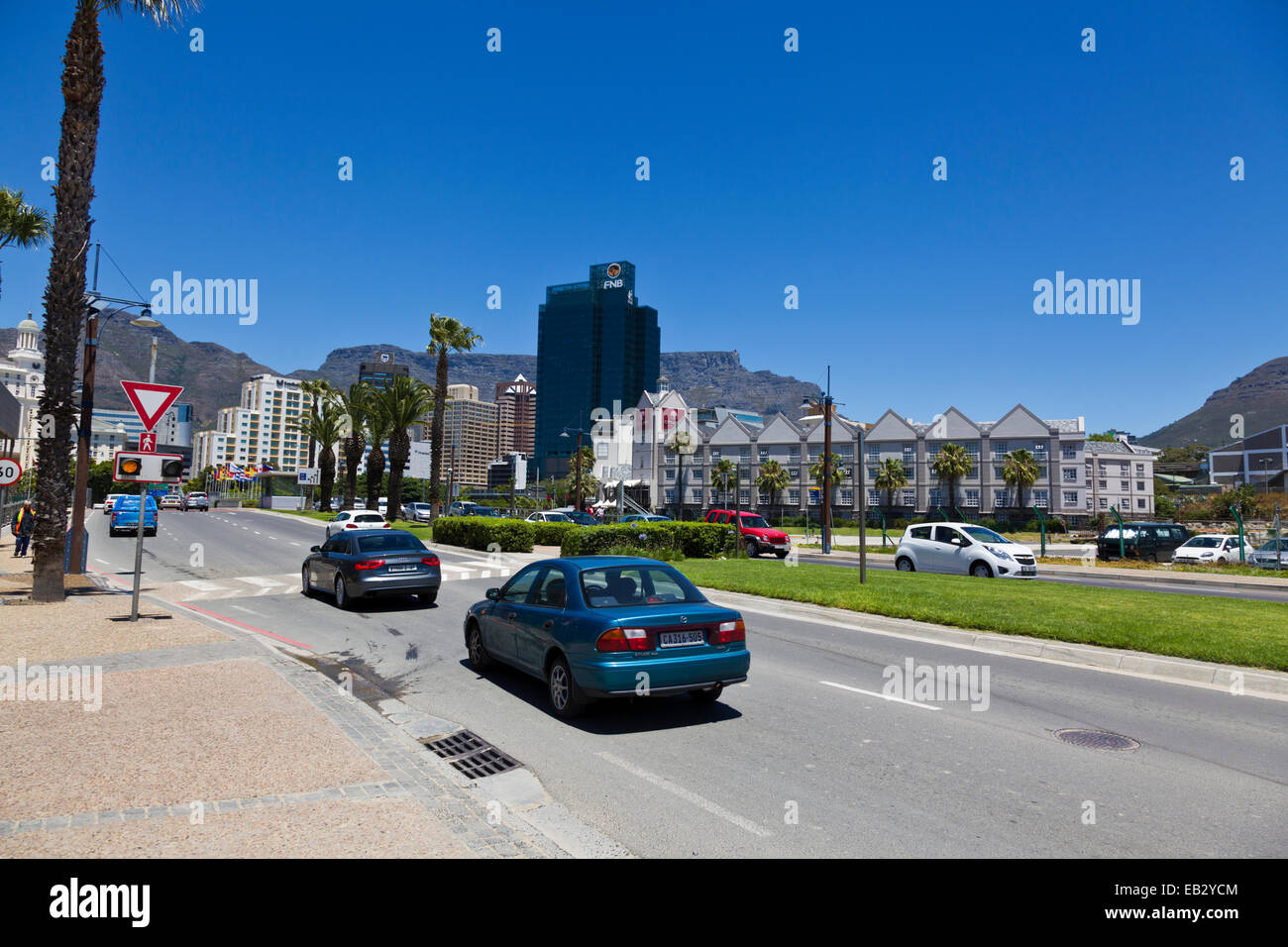 Cape Town, South Africa. First National Bank office tower in Cape TownsCBD banking node. Stock Photo