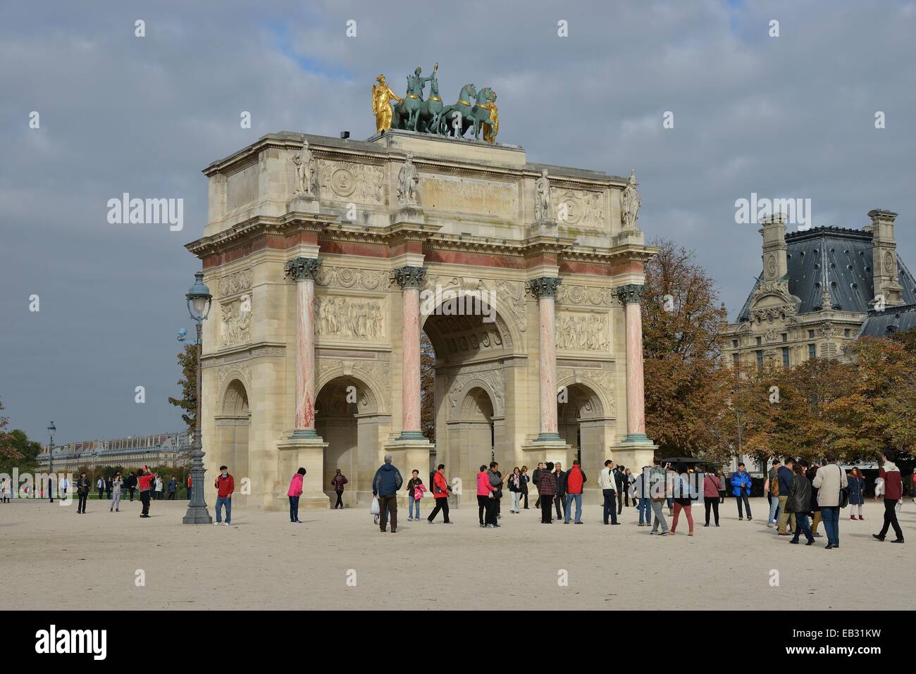 Arc de Triomphe du Carrousel in the Jardin des Tuileries, Tuileries Garden, Paris, France Stock Photo