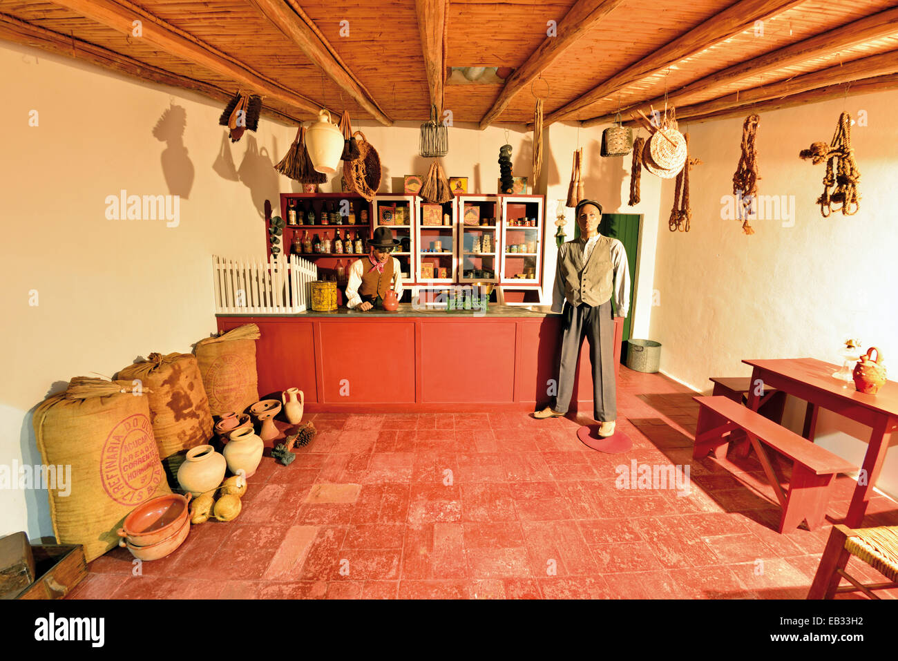 Portugal, Algarve: Showroom with historical tavern in the Regional Ethnographic Museum of Faro Stock Photo