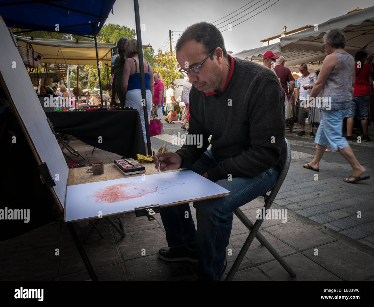 Street Artist, Majorca Stock Photo