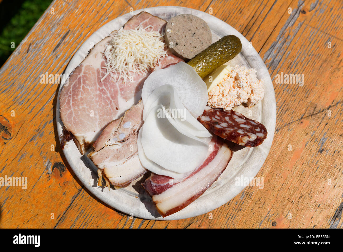 Jause, a traditional cold snack, Granitztal valley, Carinthia, Austria Stock Photo