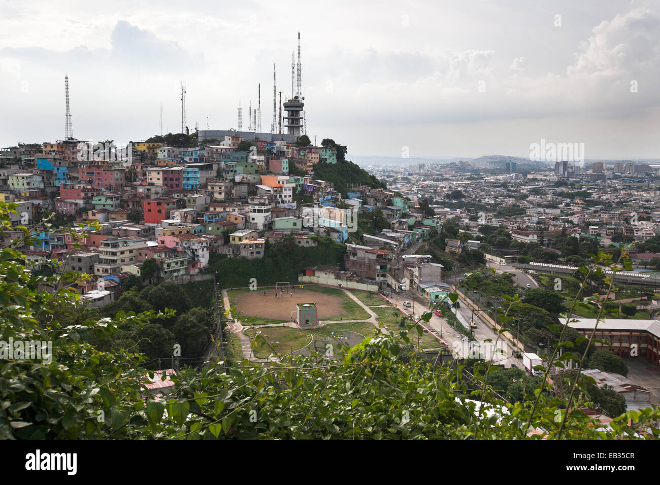 A view of downtown Guayaquil and parts of the colorful Las Penas