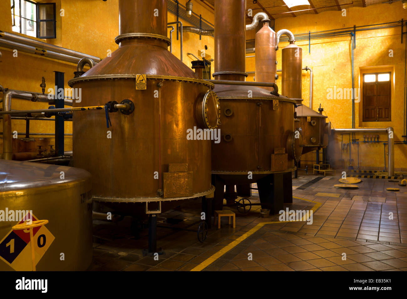 Copper tanks for the tequila distillation, Jose Cuervo Tequila Stock