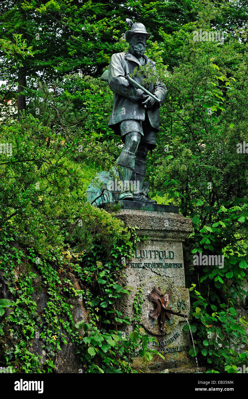 Fountain statue of Prince Regent Luitpold of Bavaria, Berchtesgaden, Berchtesgadener Land District, Upper Bavaria, Bavaria Stock Photo