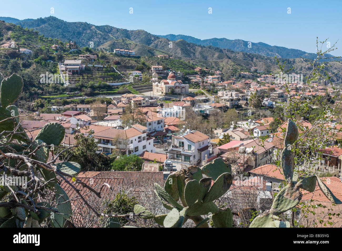 The village of Galata in the Troodos Mountains of central Cyprus, an island in the Mediterranean. Stock Photo