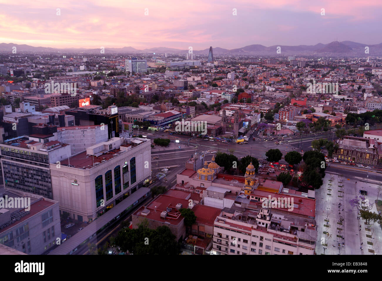 City centre with the street Paseo de la Reforma, Mexico City, Federal District, Mexico Stock Photo