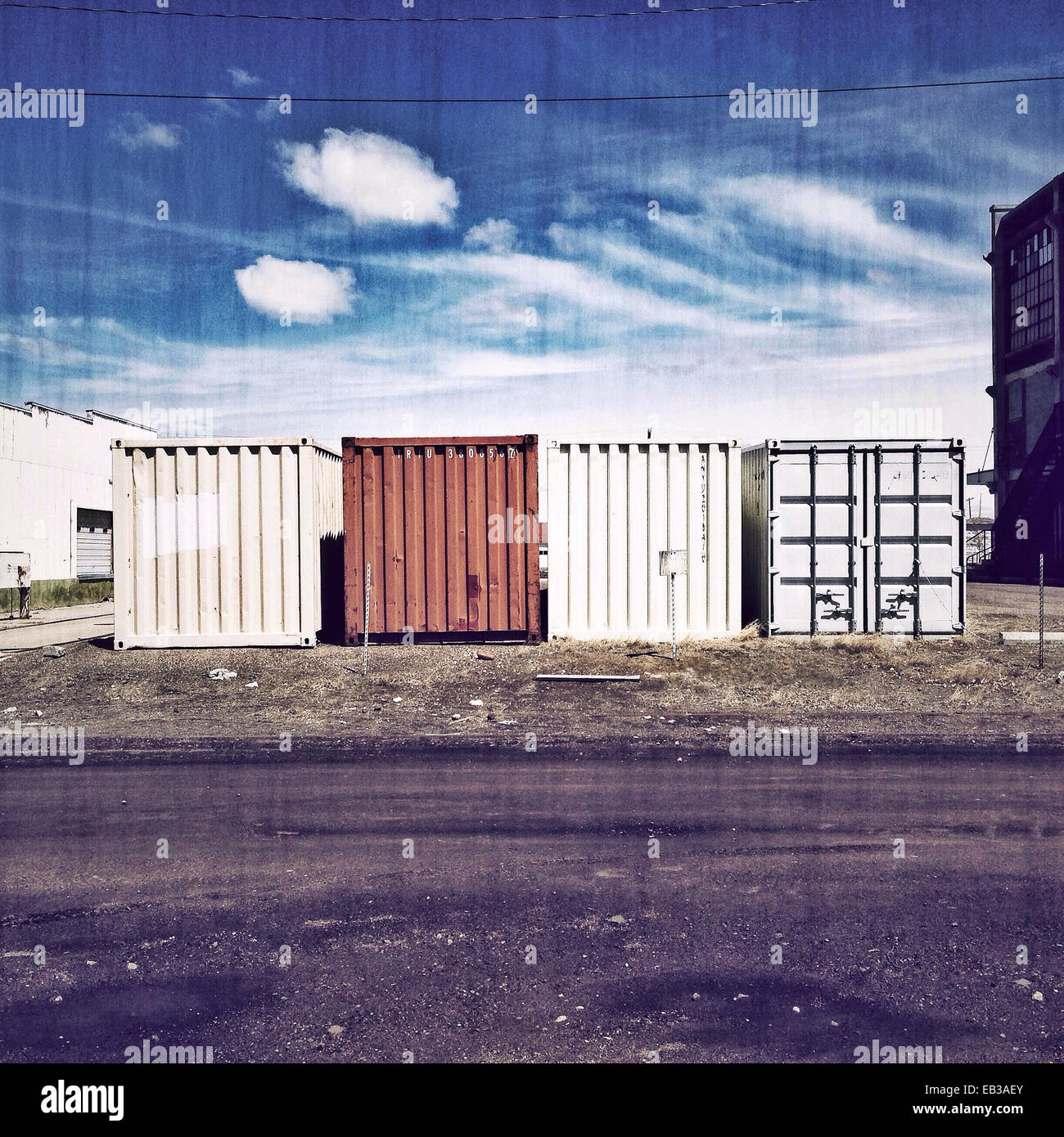 Shipping containers in city - Smartphone Captured Stock Image