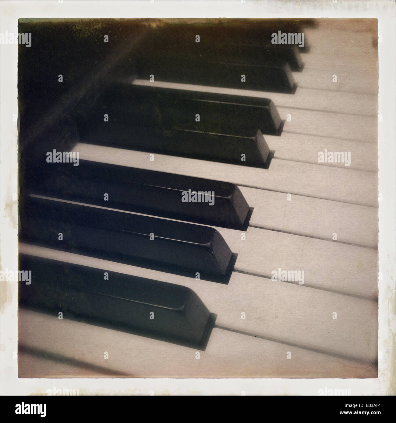 Close up of black and white piano keys - Smartphone Captured Stock Image