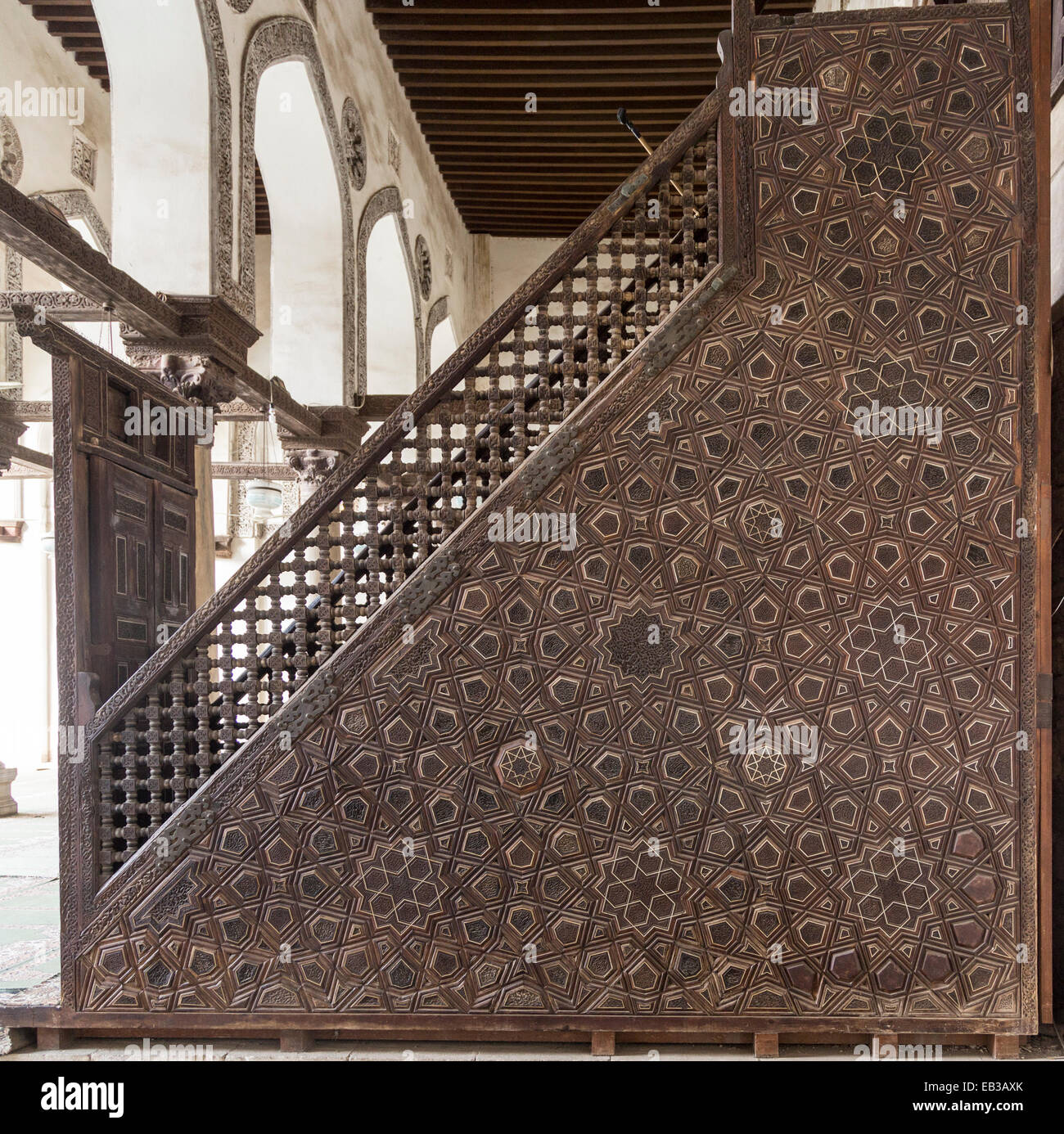 Mamluk minbar, the mosque of al-Salih Tala'i', Cairo, Egypt Stock Photo