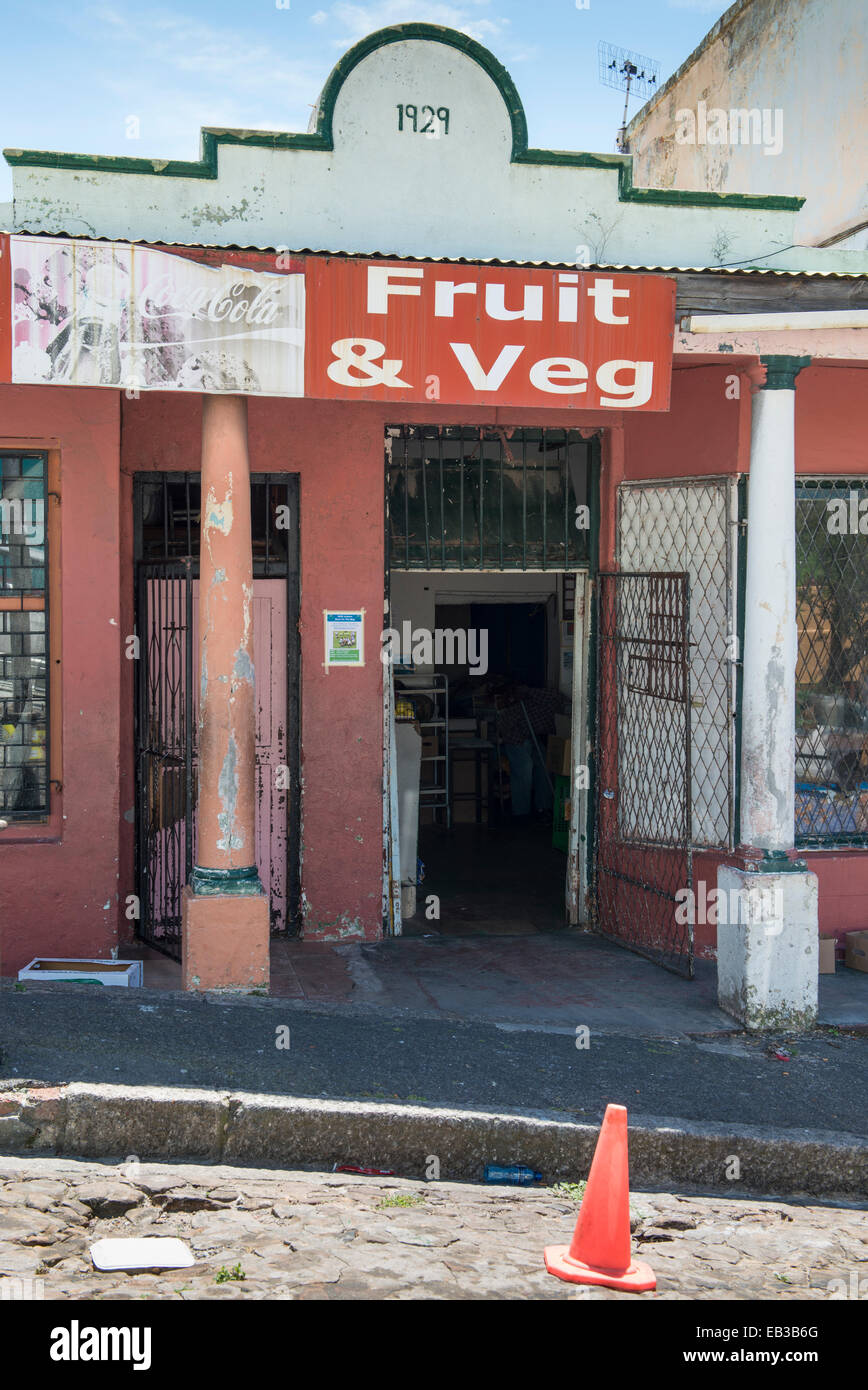 Entrance to an old grocery shop in Bo Kaap, Cape Town, Western Cape, South Africa Stock Photo