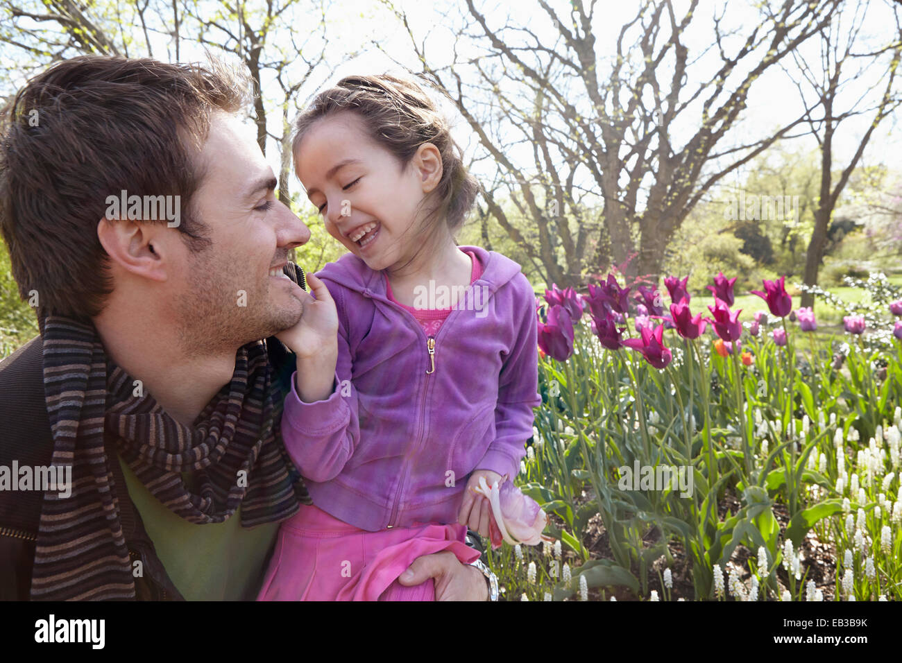 Father carrying daughter in park Stock Photo - Alamy