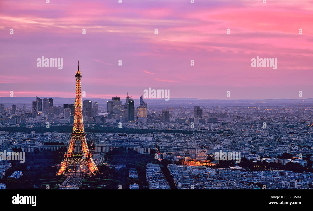 Eiffel Tower and city skyline, Paris, France Stock Photo