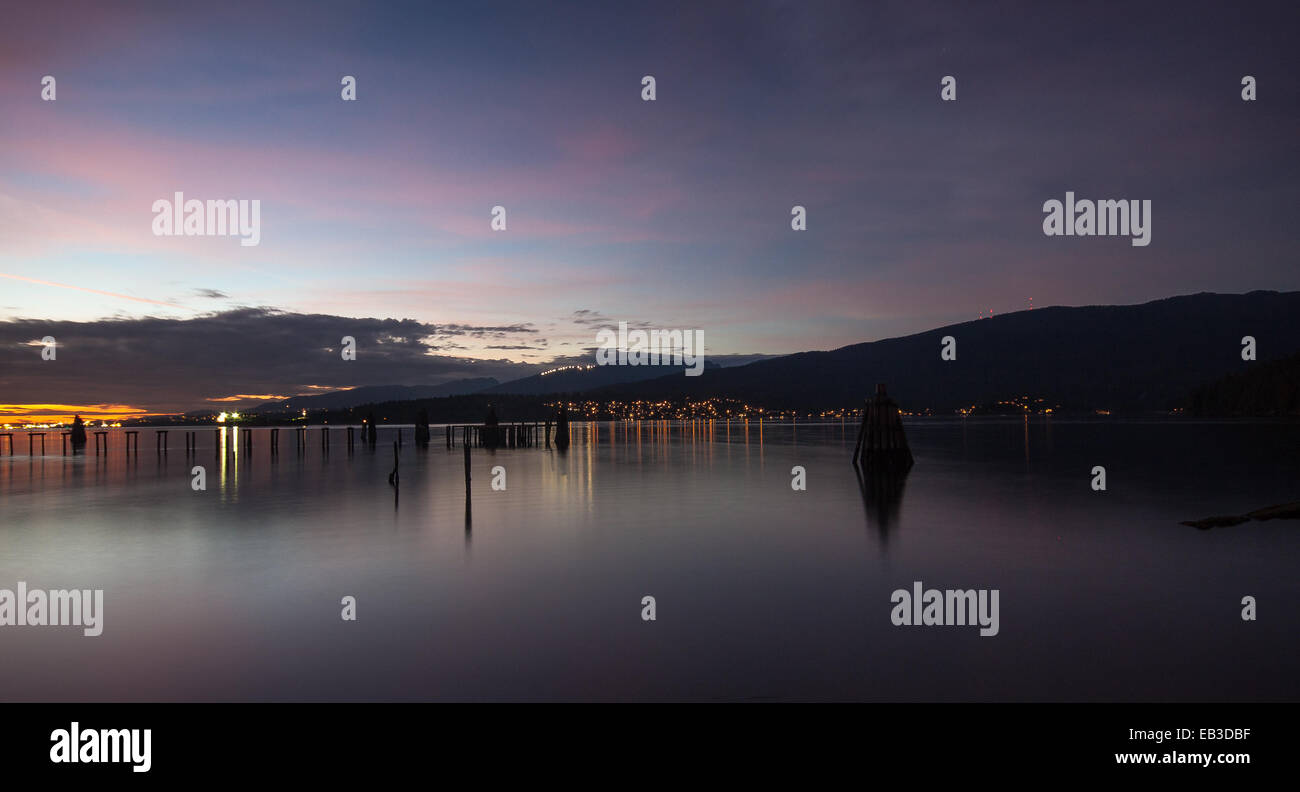 Canada, British Columbia, Barnet, Barnet Marine Park, Sunset over bay Stock Photo