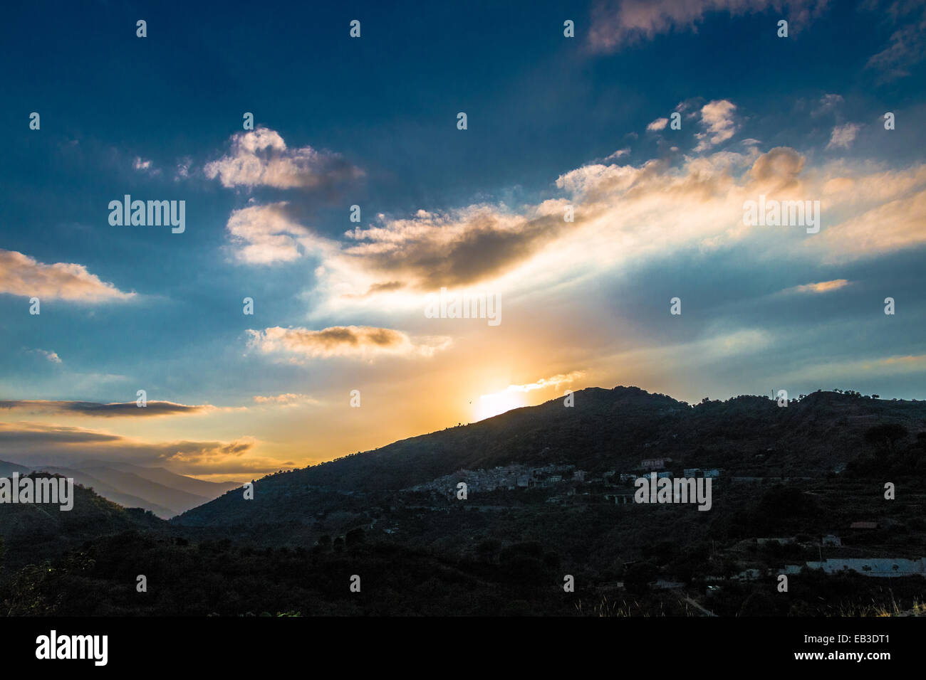Dramatic panorama at sunset in eastern Sicily Stock Photo - Alamy