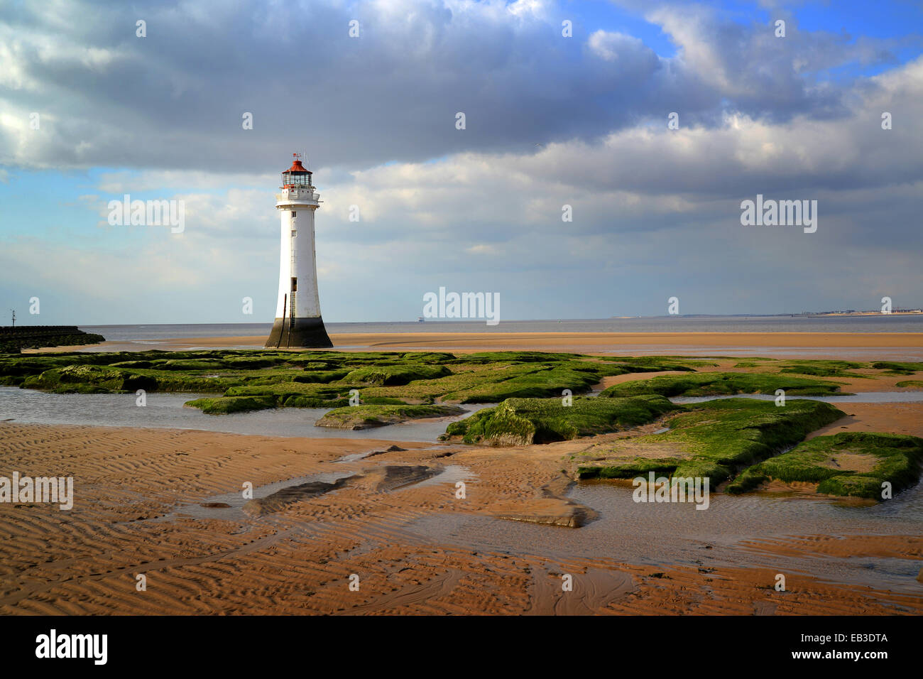 UK, England, Merseyside, Wirral, Newbrighton, Lighthouse on shore Stock Photo