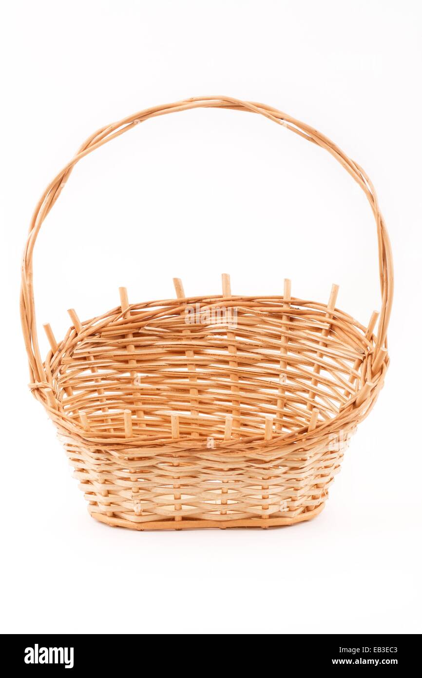 Wooden basket on a white background Stock Photo