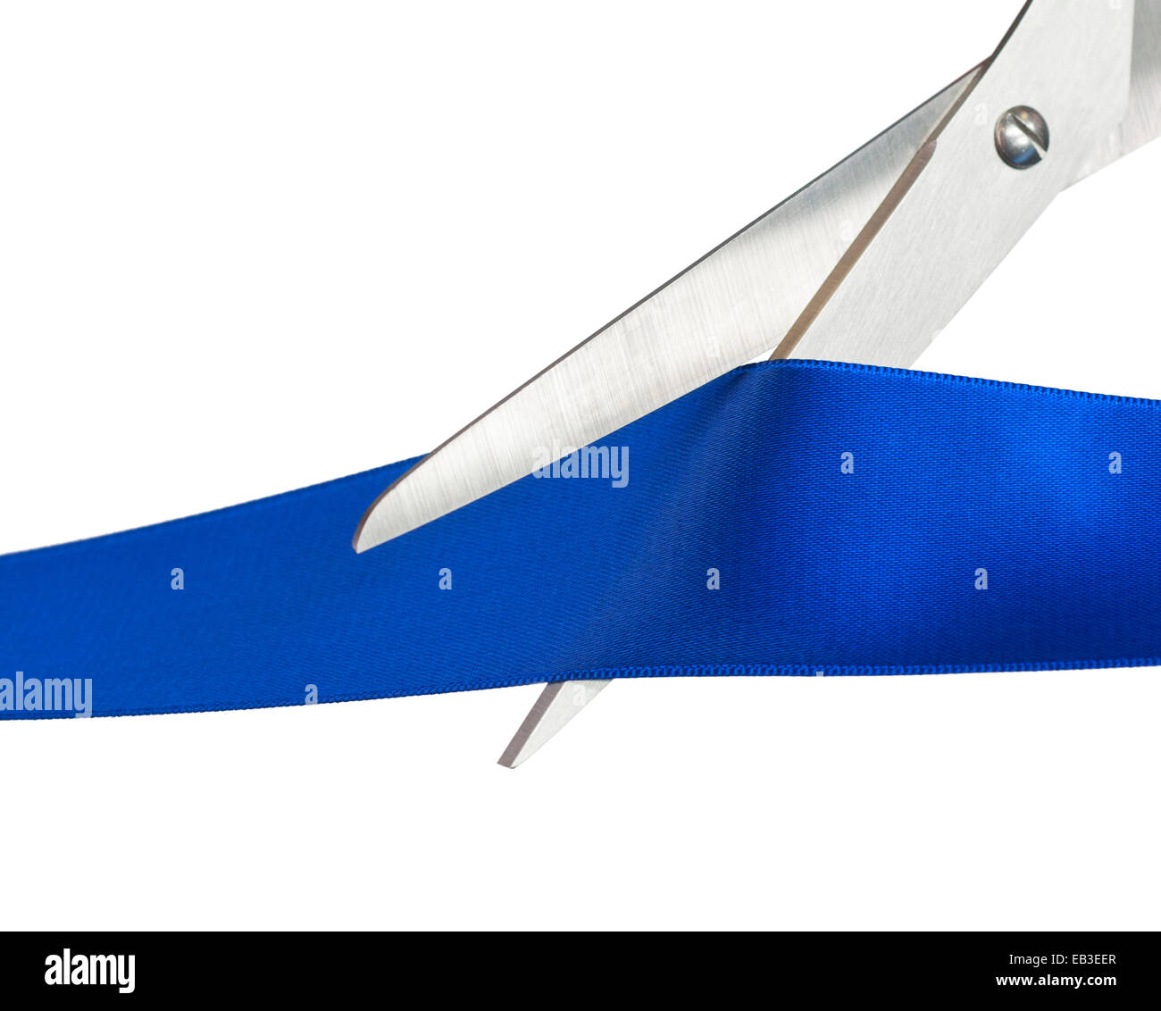 Scissors cutting blue ribbon hires stock photography and images Alamy
