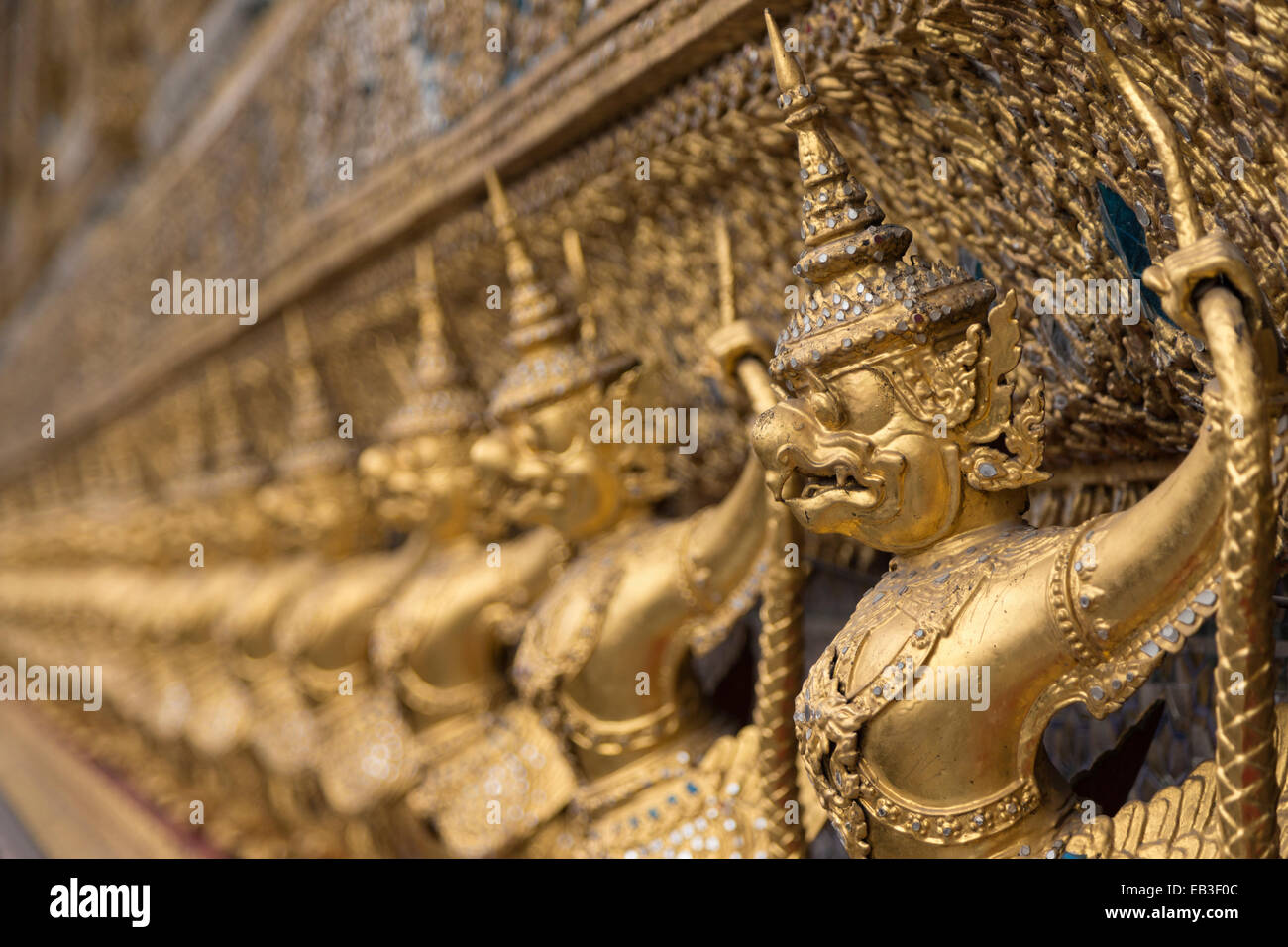 Gold statues, Wat Phra Kaew compound, Grand Palace, Bangkok, Thailand, Stock Photo