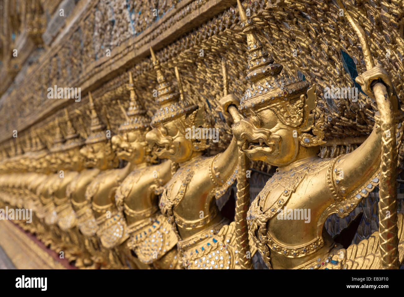 Gold statues, Wat Phra Kaew compound, Grand Palace, Bangkok, Thailand Stock Photo