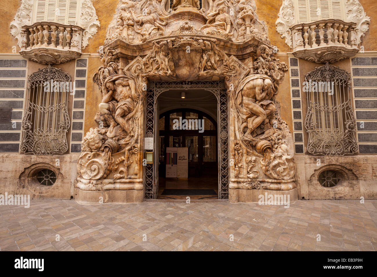 The Rococo entrance to the National Ceramics Museum in Valencia, Spain. Stock Photo