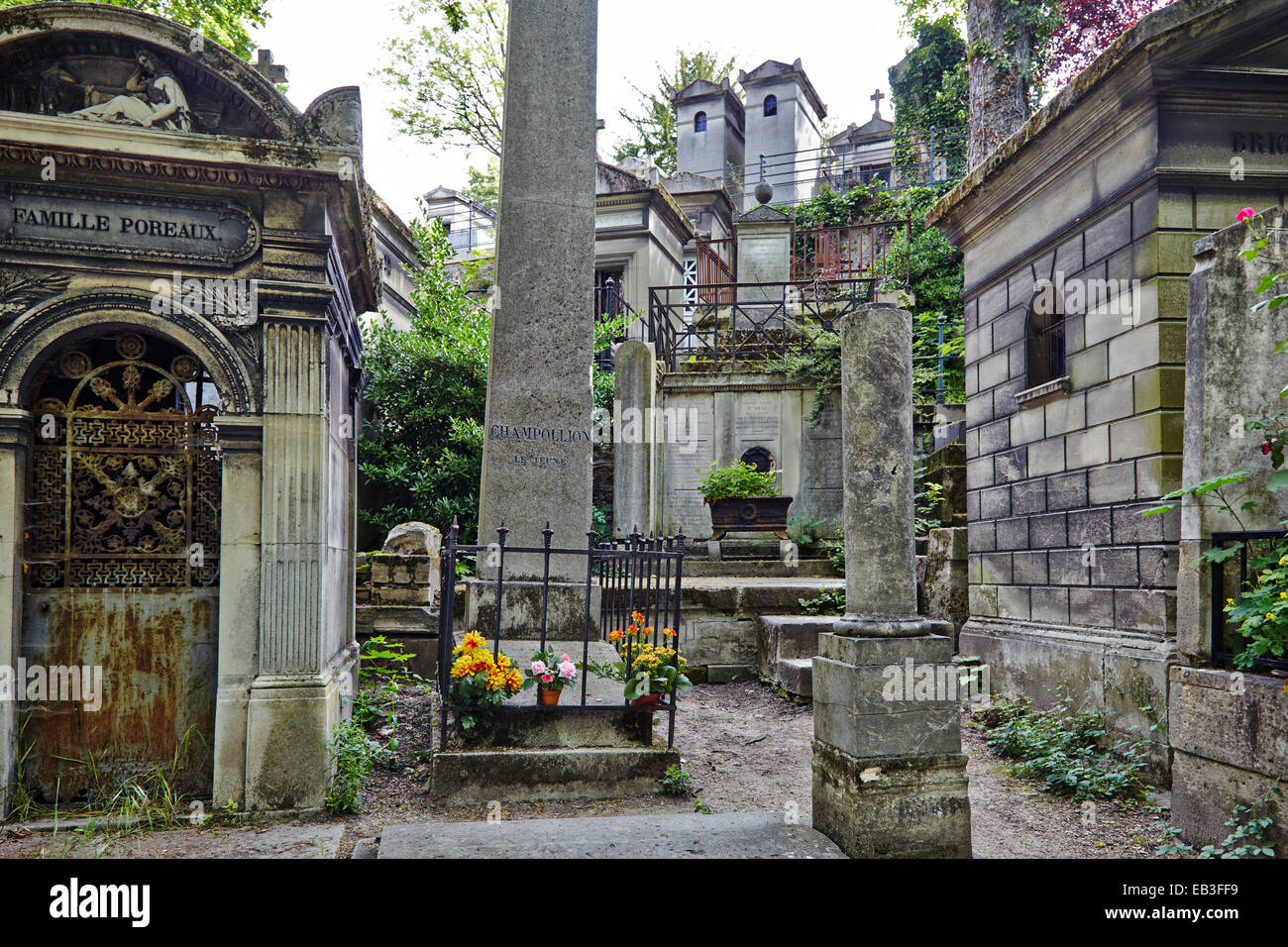 Gravestones in Paris cemetary Stock Photo