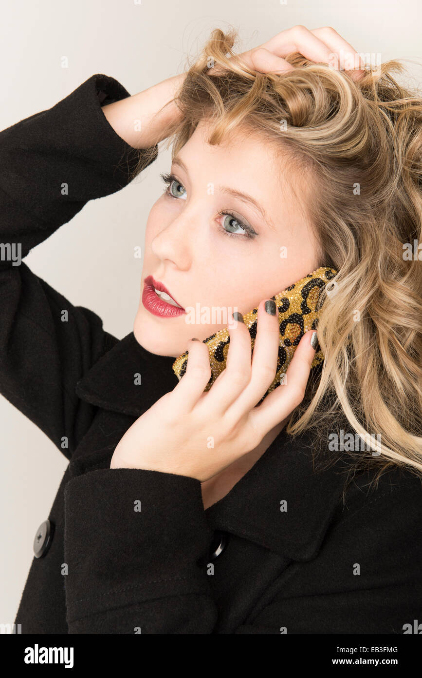 Blond on cell phone. Stock Photo
