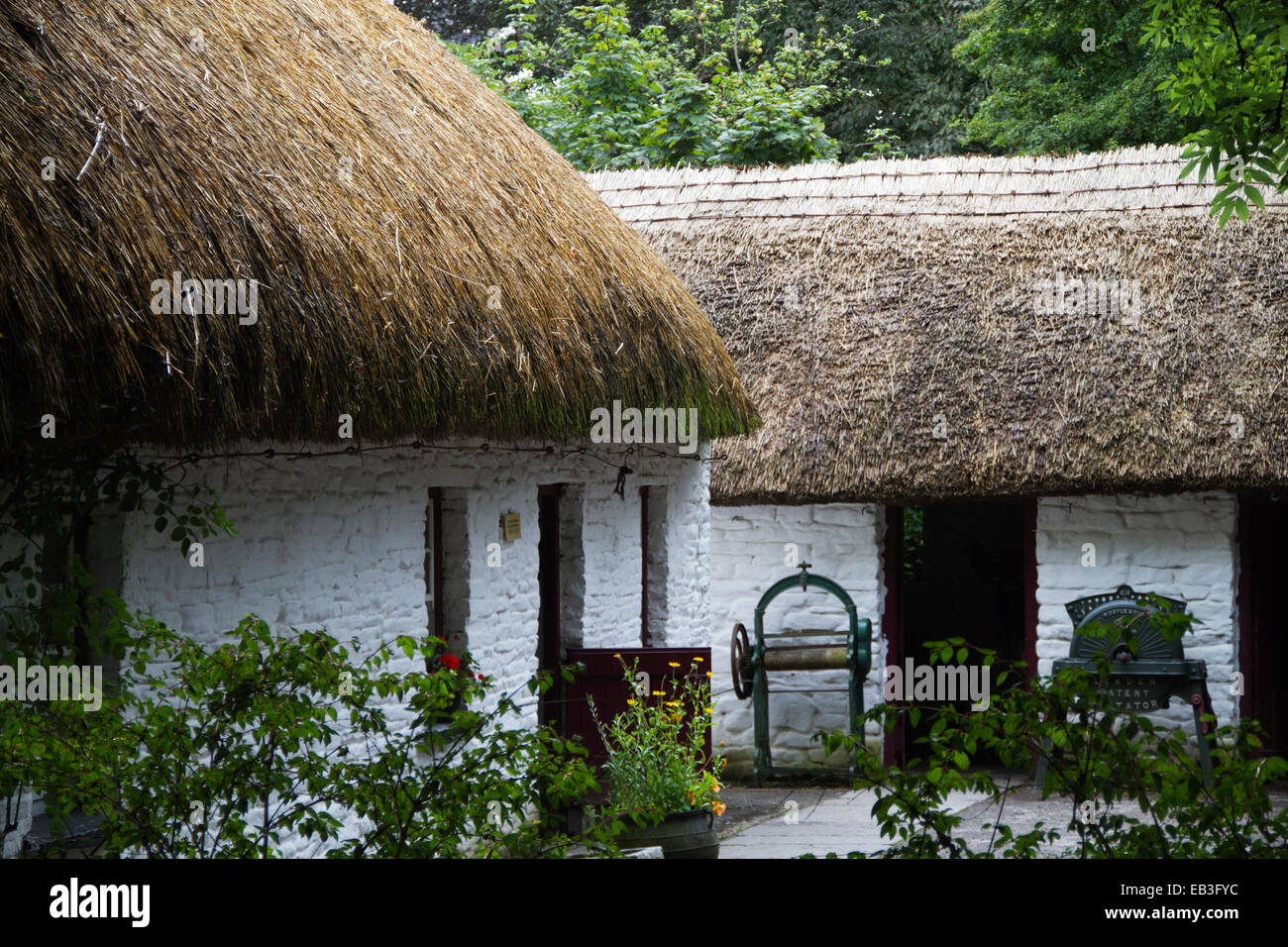Traditional thatched cottages in Bunratty Folk Park County Clare