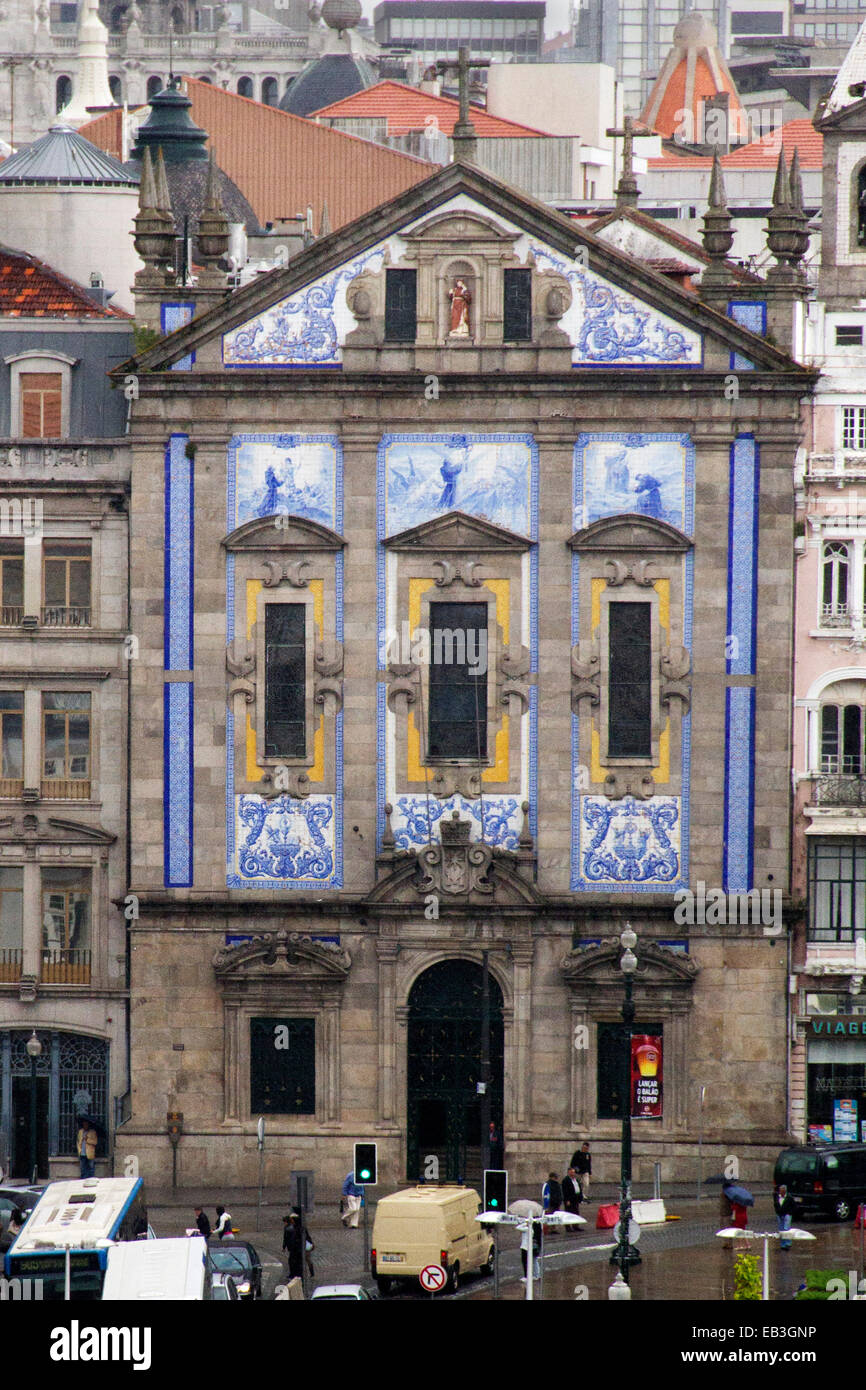 Igreja dos Congregados is a 17th century church with modern painted ceramic tiles (zulejos) by Jorge Colaco Oporto,Portugal Stock Photo