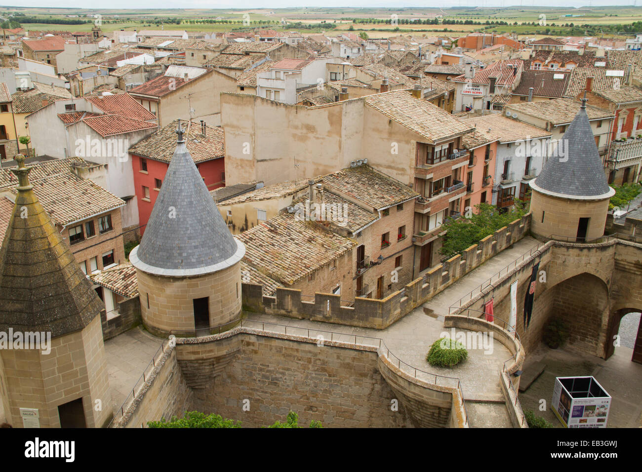 Outter walls of the Royal Palace and the City of Olite Olite,Spain Stock Photo