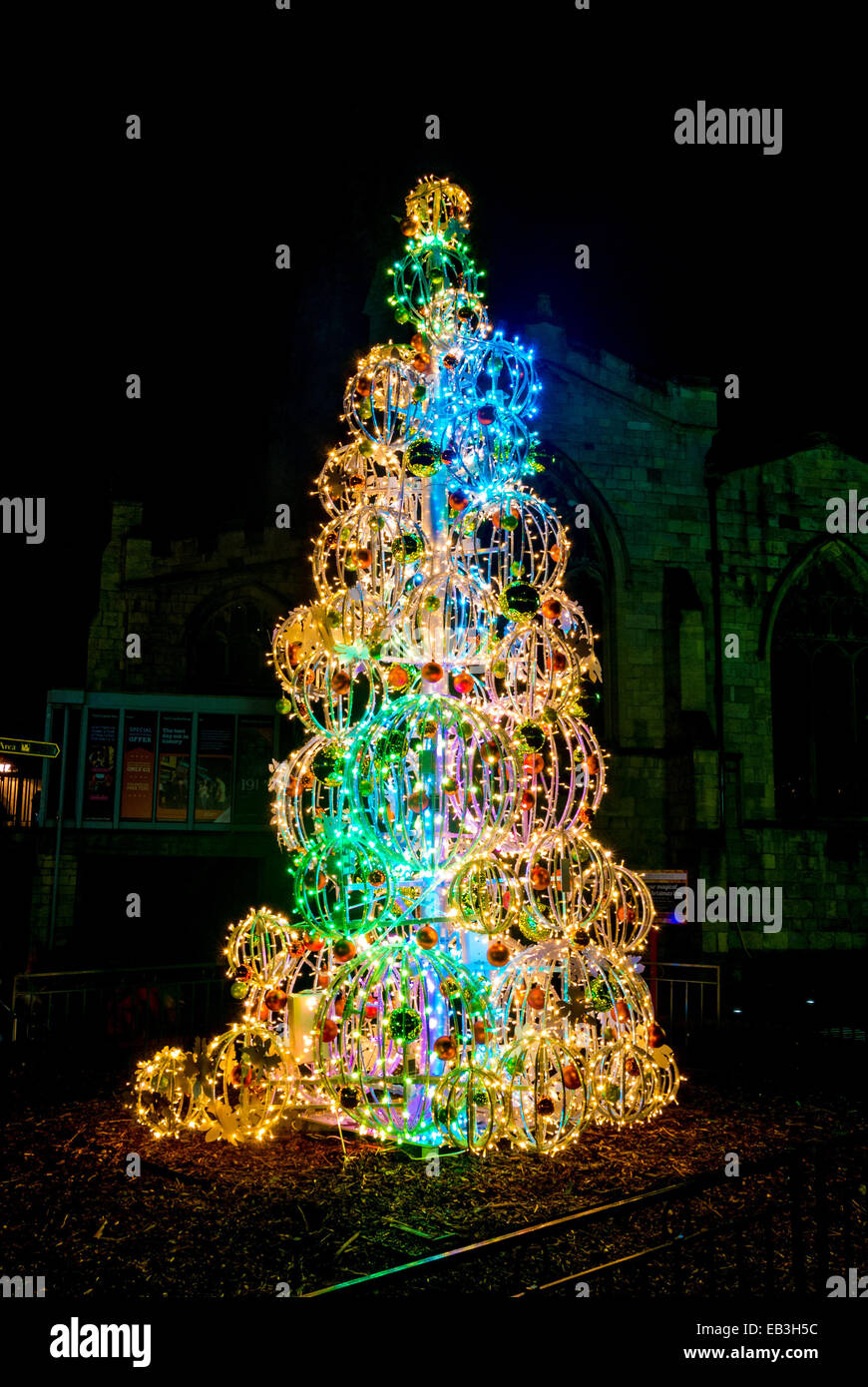 Christmas lights Coppergate York Stock Photo Alamy