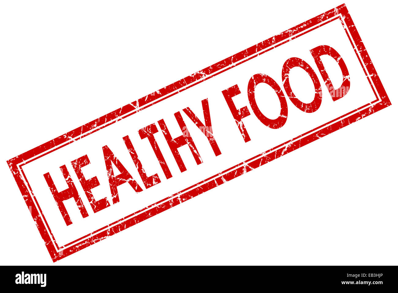 Healthy food red square grungy stamp isolated on white background Stock ...