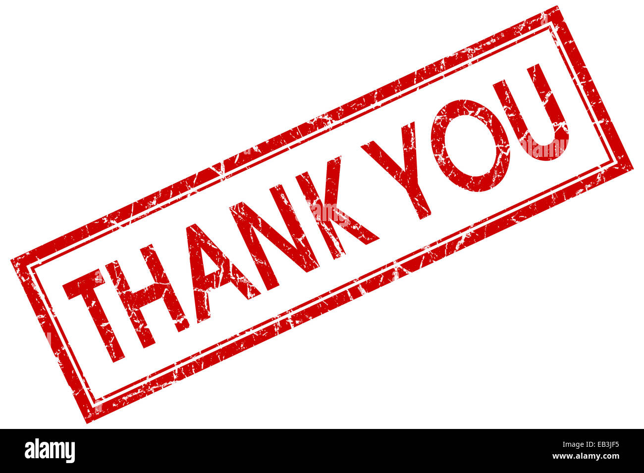 Thank you red square grungy stamp isolated on white background Stock