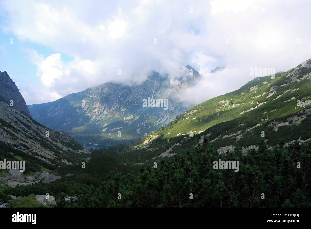 Popradske pleso lake from Zlomiskova dolina valley in Vysoke Tatry Stock Photo