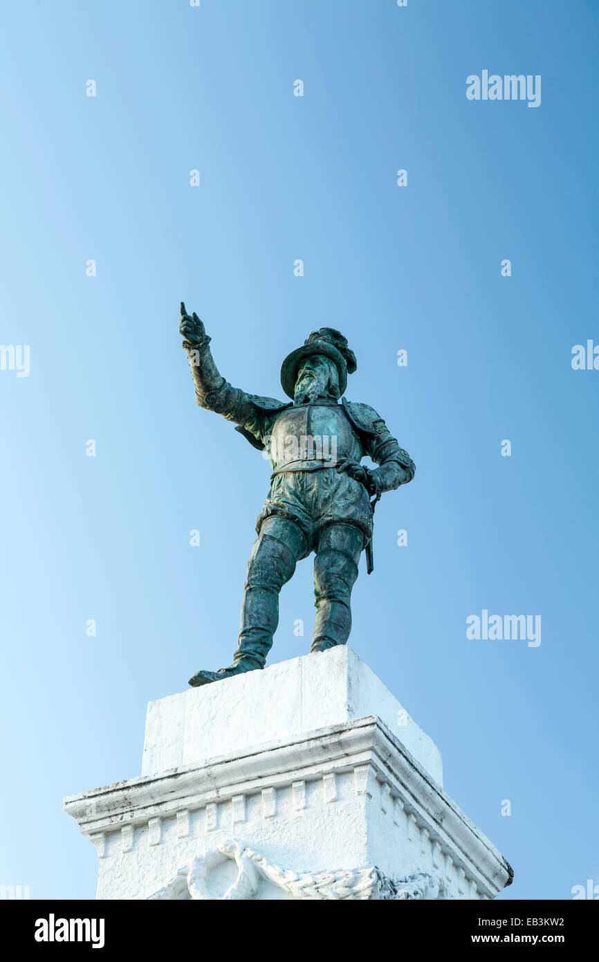 Juan Ponce de Leon statue, Plaza San Jose, Old San Juan, Puerto Rico Stock Photo
