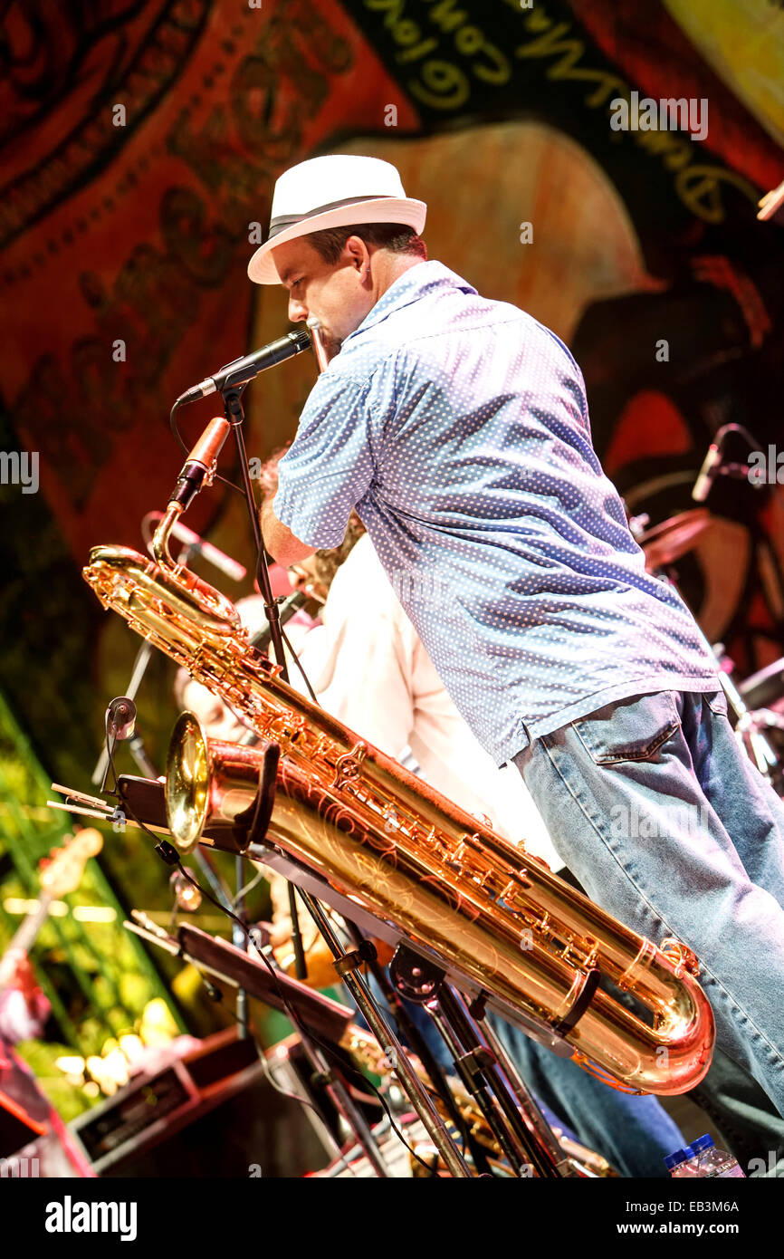 Musician performing at Heineken Jazz Festival, San Juan, Puerto Rico Stock Photo