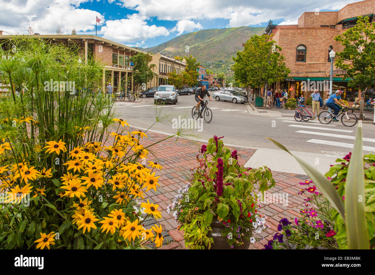 Downtown Aspen in the Rocky Mountains of Colorado Stock Photo