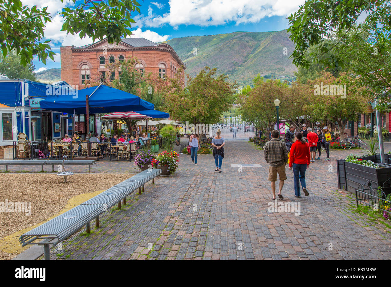 Downtown Aspen in the Rocky Mountains of Colorado Stock Photo