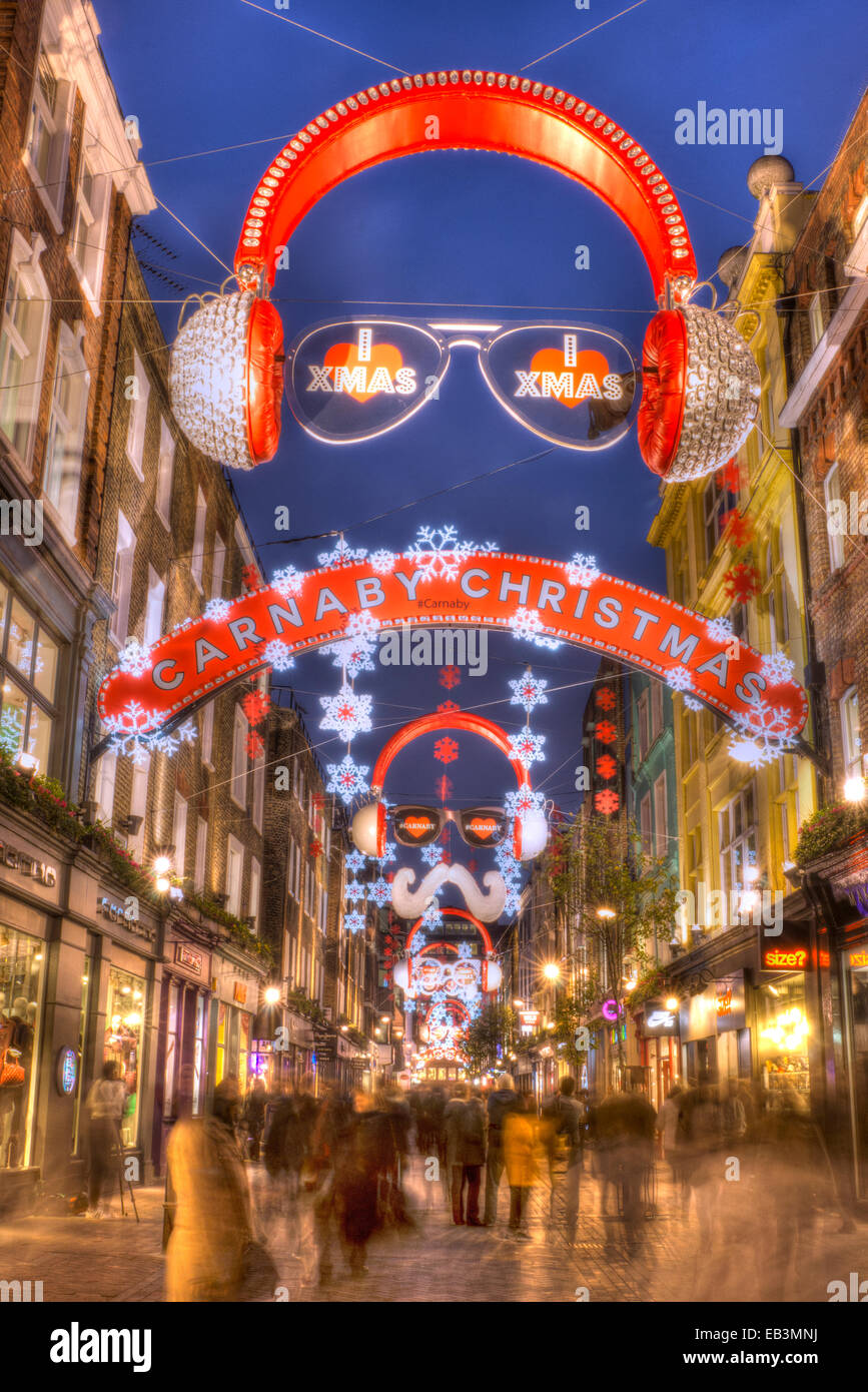 carnaby street London Christmas lights Stock Photo Alamy