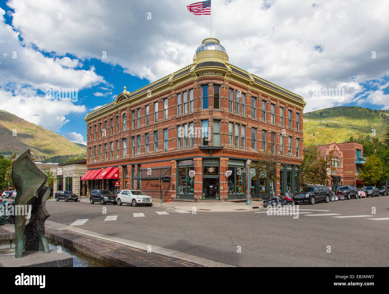 Downtown Aspen in the Rocky Mountains of Colorado Stock Photo