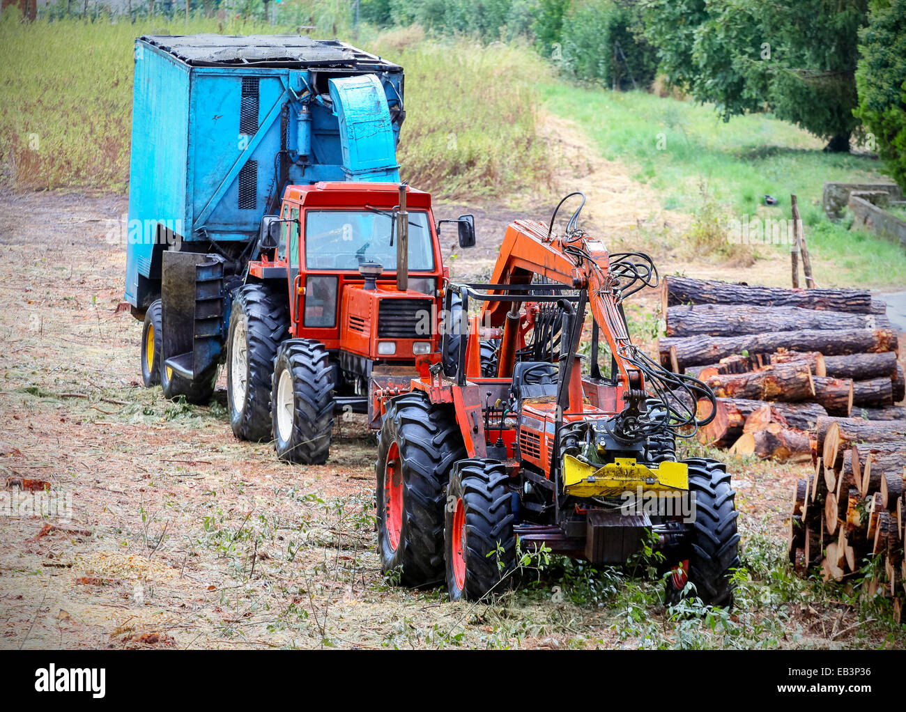 Old tractor and equipment used in timber industry Stock Photo Alamy
