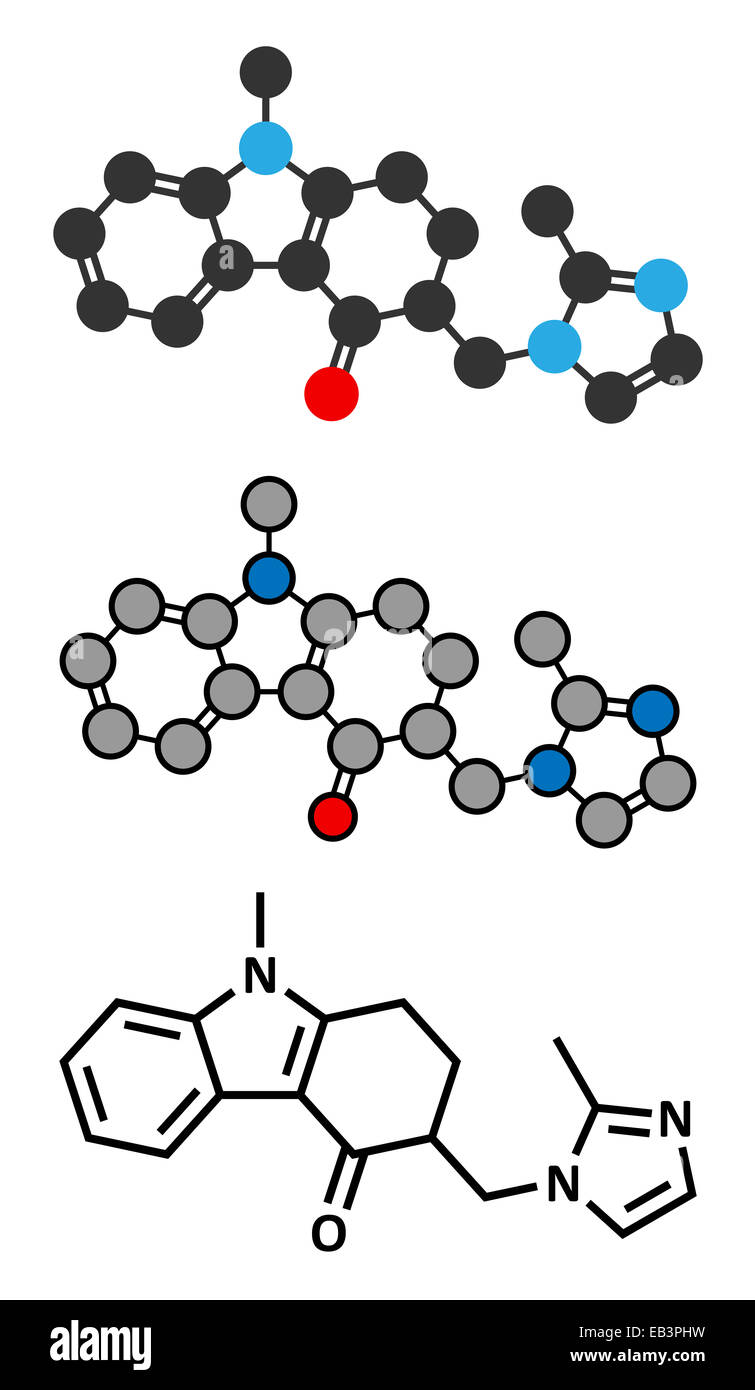 Ondansetron nausea and vomiting treatment drug molecule. Conventional