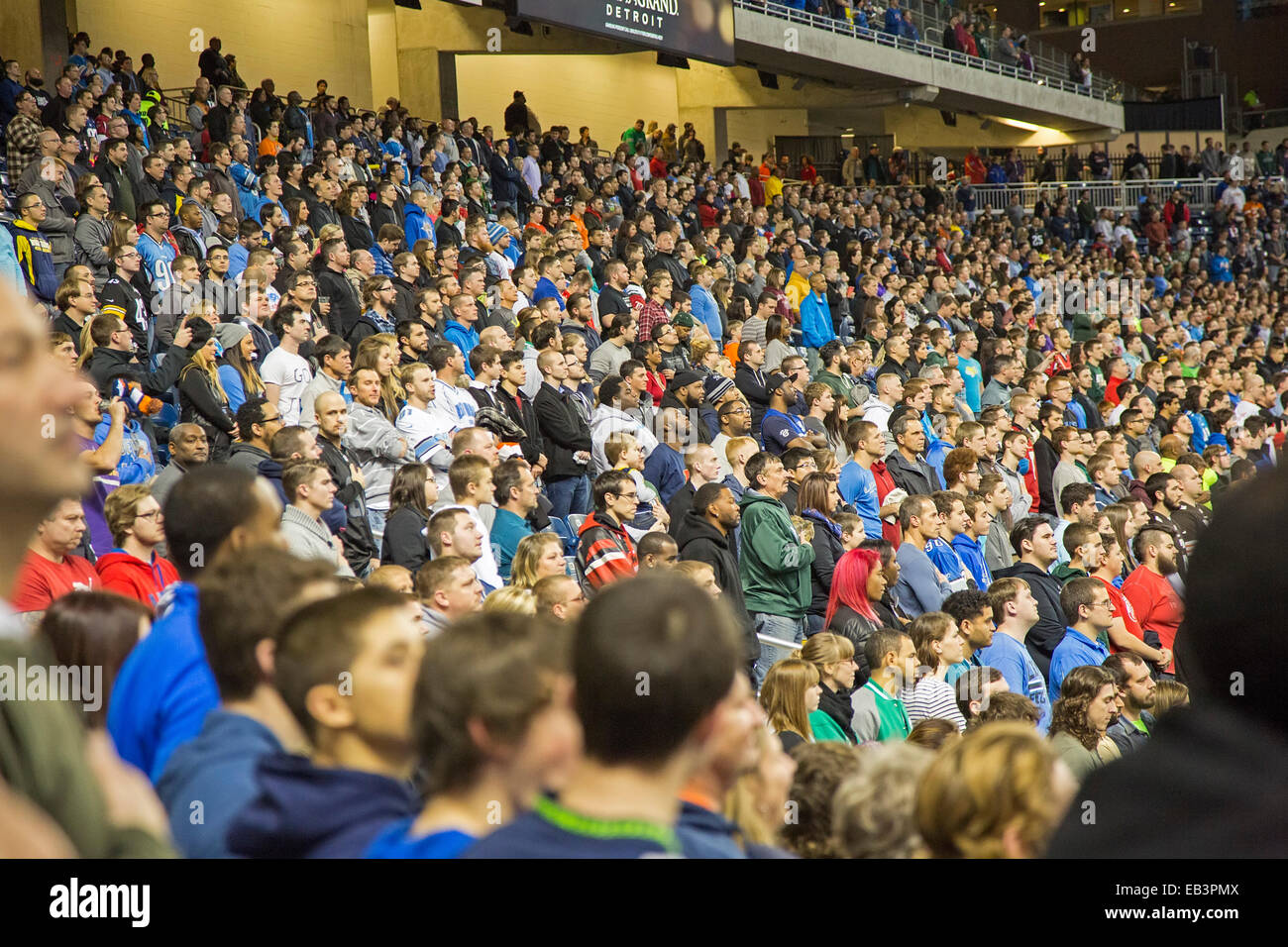 Detroit, Michigan - The crowd at a National Football League game at Ford Field. Stock Photo