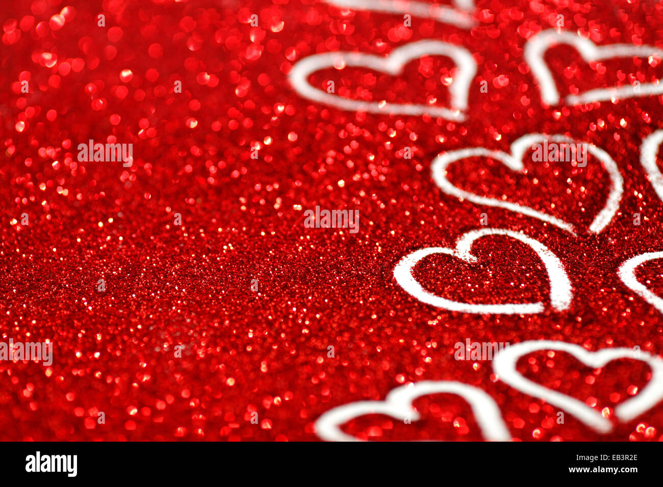 Red glitter background with hearts, valentines day design Stock Photo ...