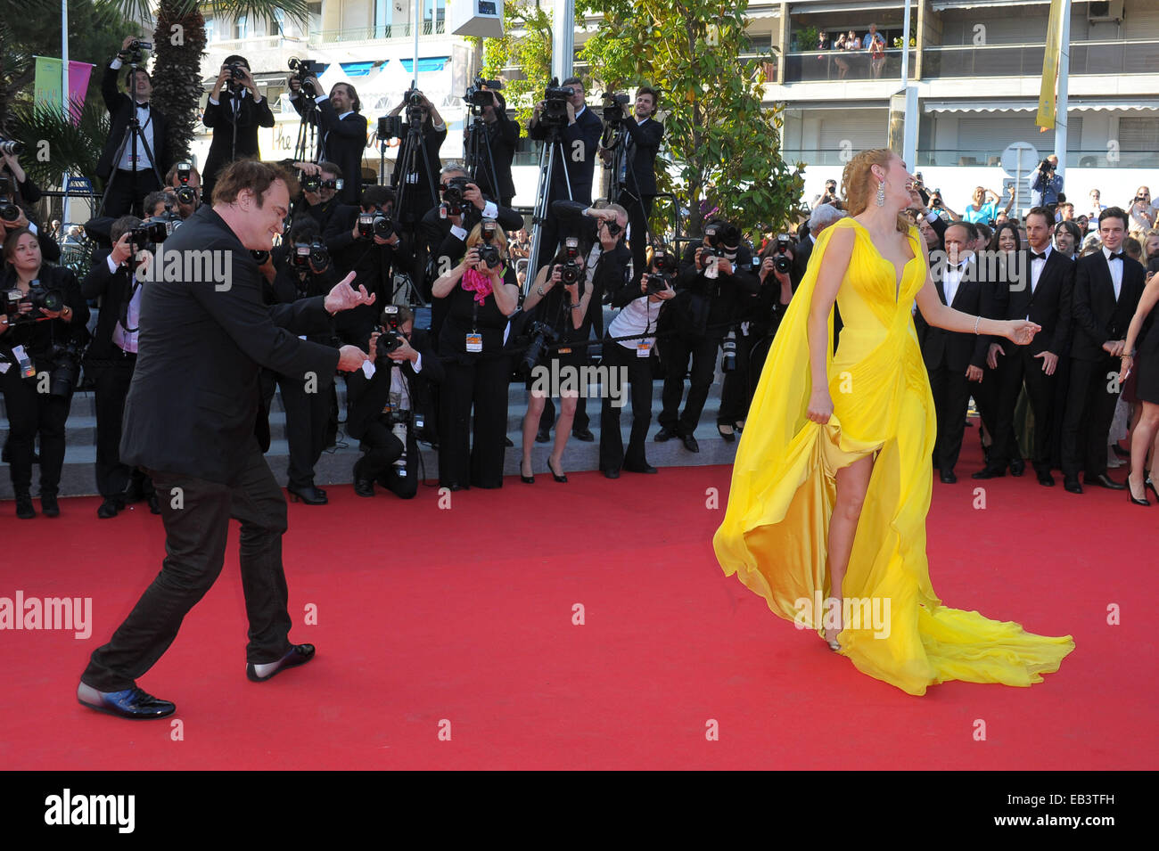 The 67th Annual Cannes Film Festival - 'Clouds Of Sils Maria' - Premiere  Featuring: Uma Thurman,Quentin Tarantino Where: Cannes, France When: 23 May 2014 Stock Photo