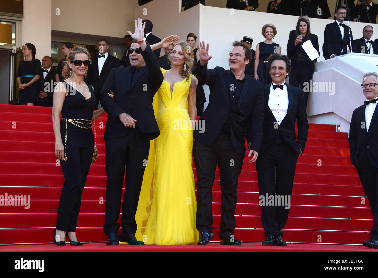 The 67th Annual Cannes Film Festival - 'Clouds Of Sils Maria' - Premiere  Featuring: Uma Thurman,John Travolta,Kelly Preston,Lawrence Bender,Quentin Tarantino Where: Cannes, France When: 23 May 2014 Stock Photo