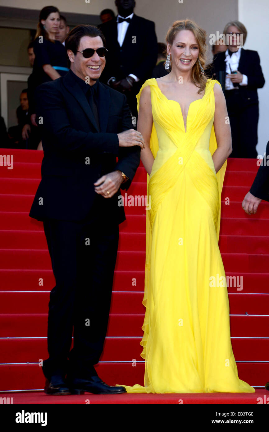 The 67th Annual Cannes Film Festival - 'Clouds Of Sils Maria' - Premiere  Featuring: Uma Thurman,John Travolta Where: Cannes, France When: 23 May 2014 Stock Photo