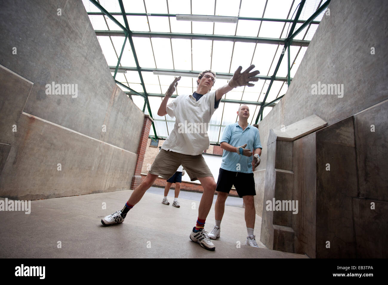 Eton Fives, handball game for two teams of two glove-wearing players, originally developed at Eton College, England, UK Stock Photo