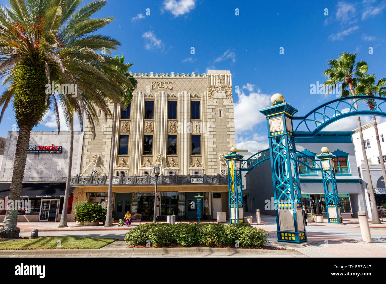 Daytona Beach Florida,South Beach Street,businesses,district,palm trees