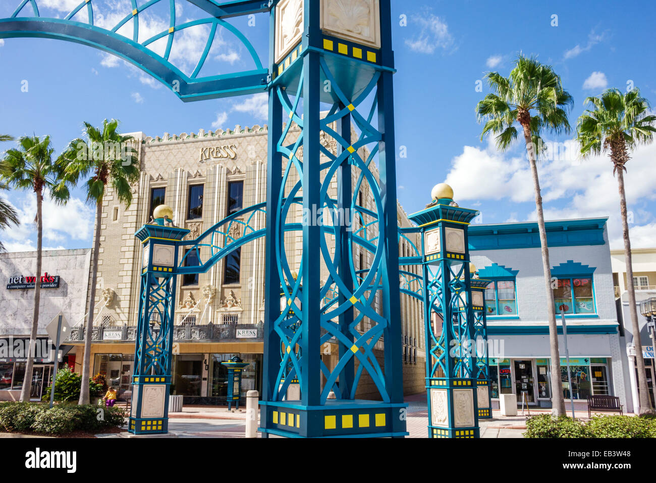 Daytona Beach Florida,South Beach Street,businesses,district,palm trees